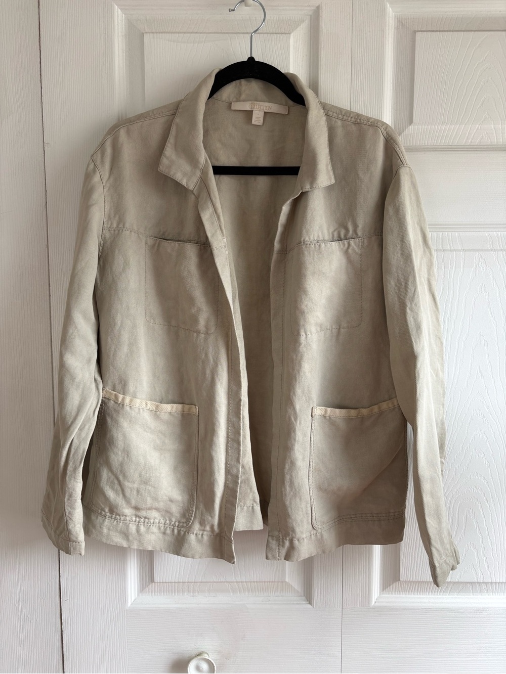 Nordstrom‎ Linen Blend Beige Natural Blazer Jacket S Lagenlook Gorpcore Flaw